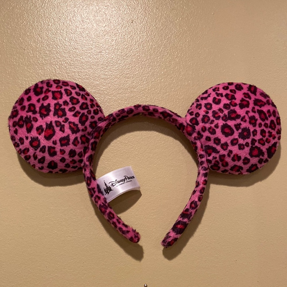 Authentic Disney parks pink cheetah print Mickey Mouse ears